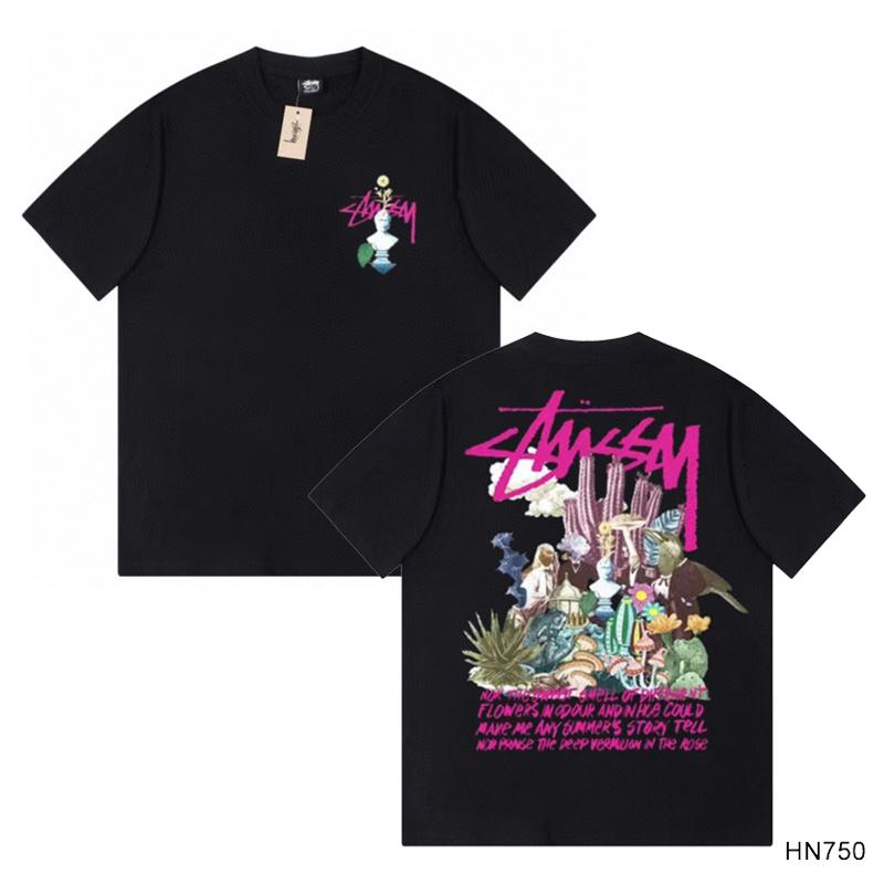 Stussy Летняя новая футболка из высококачественного хлопка с круглым вырезом для мужчин и женщин 2025 года, классический логотип с новым рисунком, парная футболка