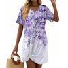 Женские летние повседневные платья с цветочным принтом и короткими рукавами, завязанным узлом на подоле