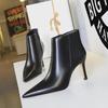 "European & American Style Sexy High Heel Pointed Toe Nude Boots with Side Zipper"