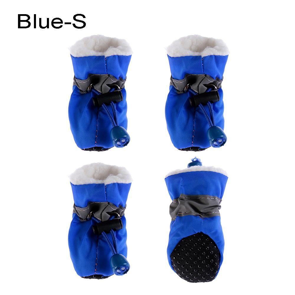 4pcs With Velvet Thick Puppy Socks Anti-slip Footwear Pet Shoes Rain Snow Boots Warm Dog Shoes
