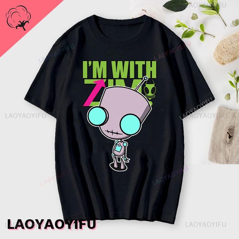 Аниме Invader Zim Invader Gir Graphic Tshirt Zim Image Cartoon T Shirt Unisex Unisex Cotton Tee Shirt Fashion Shirt Streetwear Tops Unisex