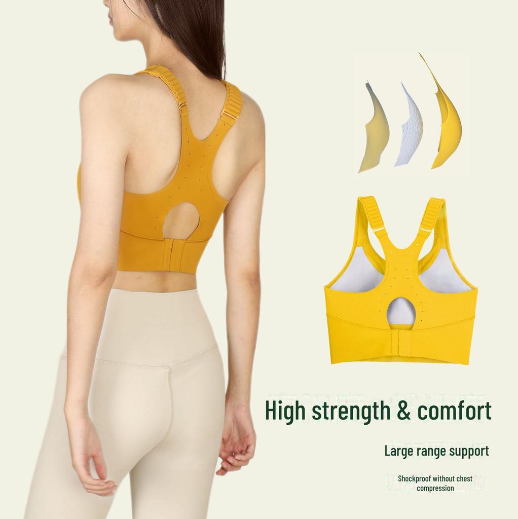 Qiaoyi High-Strength Shockproof Sports Bra for Running & Fitness - Fixed Cup Design for Large Chest