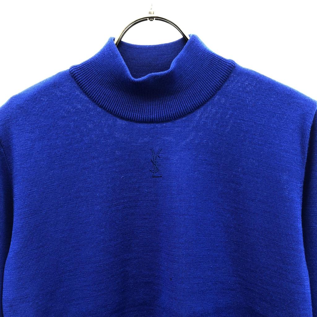 Yves Saint Laurent 90-е 100% шерсть, вышивка старого логотипа Лонгслив с воротником-стойкой Женский Б/У