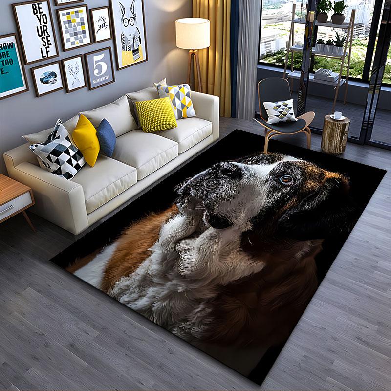 Realistic St. Bernard Dog Print suitable as a non-slip mat for the living room or bedroom sofa