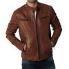 Men's Genuine Lambskin Brown Leather Jacket Stylish Motorcycle Bomber Biker Outerwear MJ 239