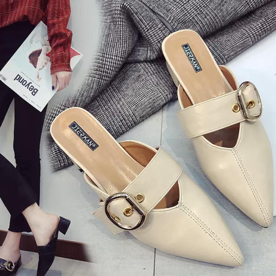 2024 новые остроносые универсальные туфли на низком каблуке, которые можно носить с тапочками и полутапочками для женщин Туфли на высоком каблуке туфли-лодочки