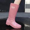 Новая модная женская дождевая обувь высокий голенище женские резиновые сапоги нескользящие водонепроницаемые ПВХ женские водные туфли