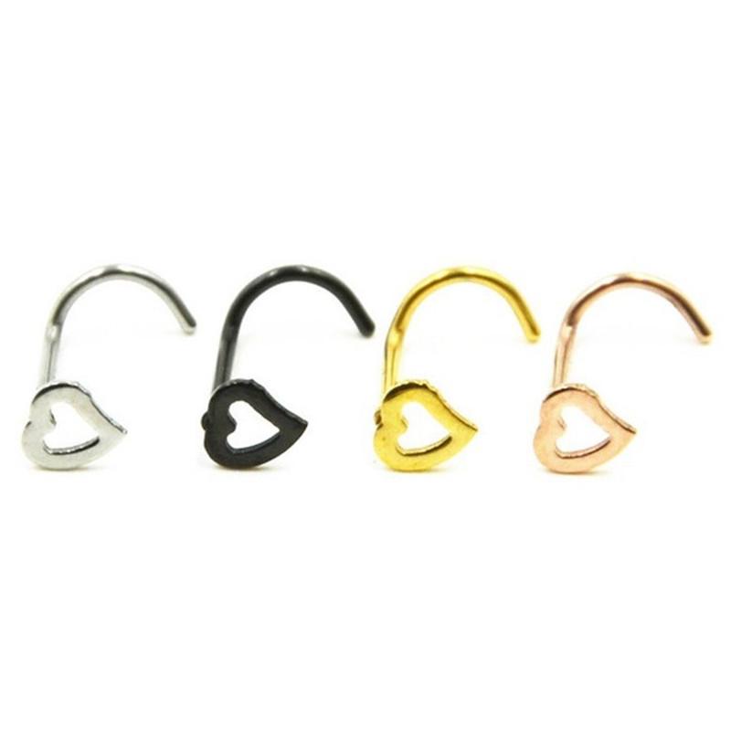 Stainless Steel Piercing Nose Ear Lip Ring Hoop Love Nose Ring Punk Jewelry