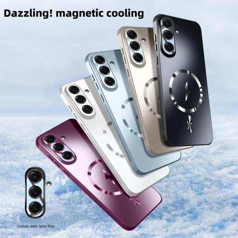 Магнитный чехол для Samsung Galaxy S26 S25 Ultra Plus Edge Cover Отверстие для теплоотвода Бампер Защитная пленка для объектива для Magsafe Оболочка