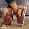 Fashion Beige High Heel Sandals Comfortable Women's Cork Wedge Buckle Medium Open Toe Black Handmade Girls Thick Sole