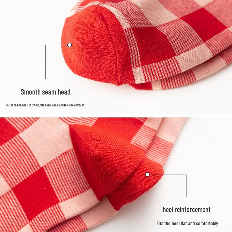 Женские красные носки средней длины Benmingnian - Праздничный осенне-зимний тренд, год Змеи