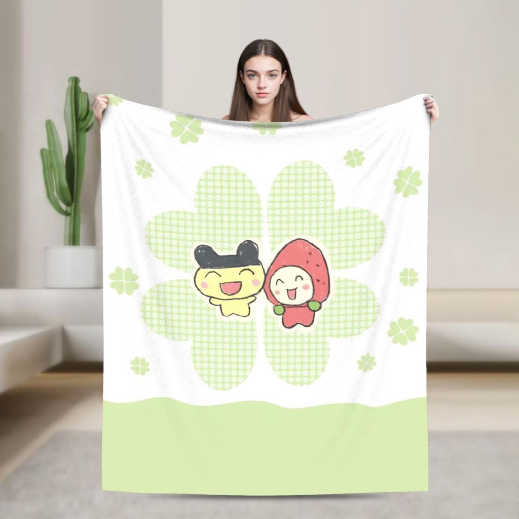 Japanese Cartoon Tamagotchis Blanket Cover Flannel Lightweight Thin Throw Blanket for Airplane Travel Bedspread