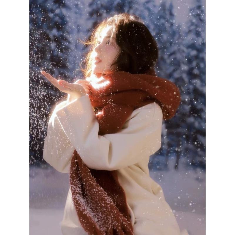 Christmas Scarf Collection Red Scarf Female Autumn and Winter White Student Warm New Scarf Couple Gift