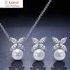 New Elegant Romantic Flowers Pearl Zircon Necklaces Earrings Set For Women Fashion Bridal Jewelry Sets Wedding Party Gifts