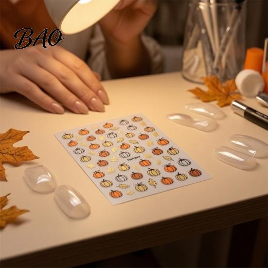 Manicure Embellishment Halloween Nail Decoration Stickers, 3D Embossed Pumpkin Ghost Bat Waterproof Accessories Decals, DIY for Holiday Party Flexible