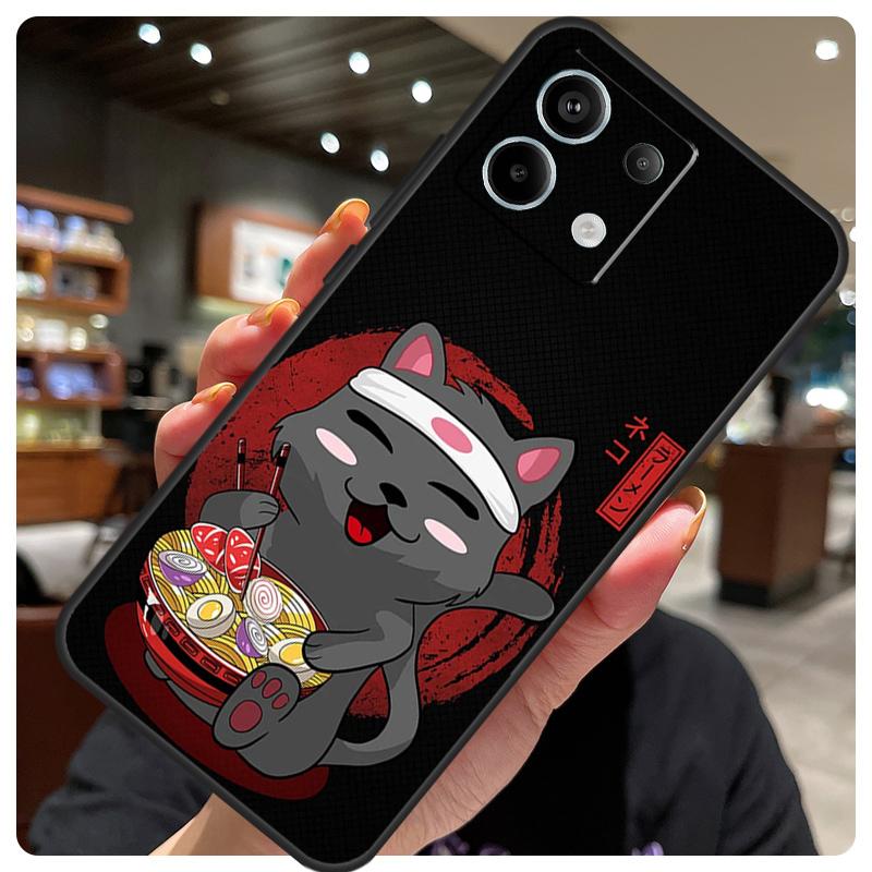 Чехол с японским искусством "Кот Рамен" для Xiaomi Redmi Note 14 10 11 12 13 15 Pro Plus Чехол для Redmi 15 15C 14C 10C 12C 13C