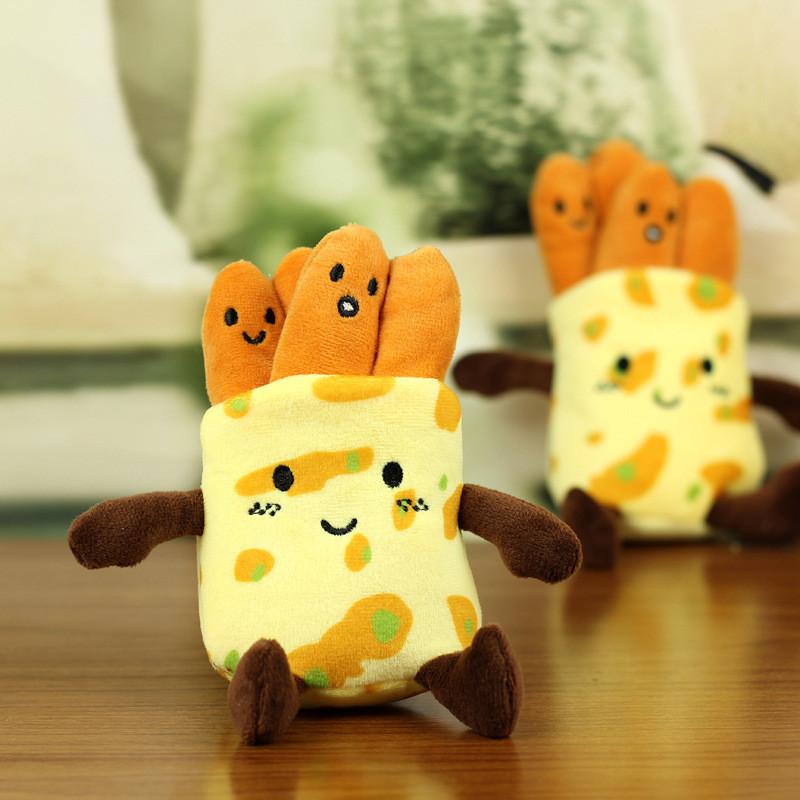 Cute Fritters Pancake Plush Toy Key Chain Creative Food Doll Removable Doll