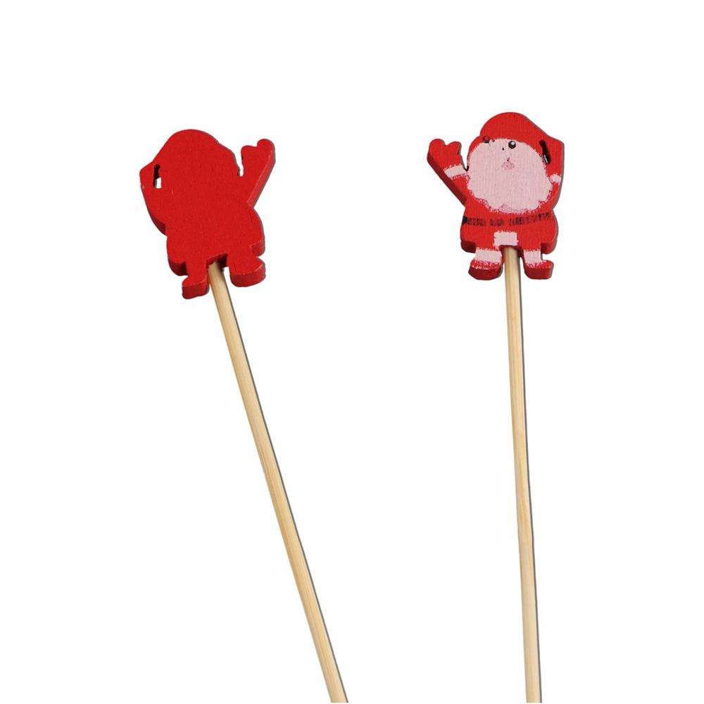 100Pcs/set Disposable Christmas Fruit Sticks Bamboo Skewer Fork Christmas Toothpicks  Dessert