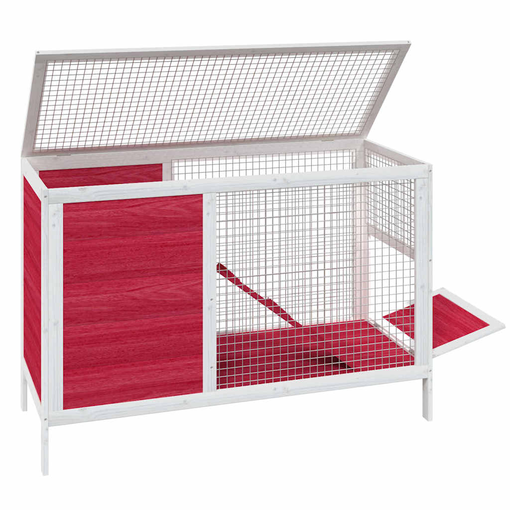 Rabbit Hutch Red 103 x 44 x 69.5 cm Solid Pine Wood