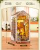 ROBOTIME 3D Puzzle Book Nook 3D Wood Miniature Miniature Wooden Handmade Book Assembled Book Shelf LED Easy Assembly for Starting and Middle