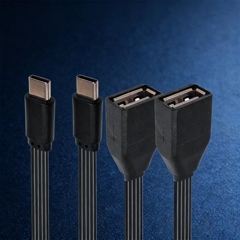 Плоский силиконовый OTG кабель-адаптер Type C на USB 2.0 для подключения флешек, кардридеров, мышей, клавиатур