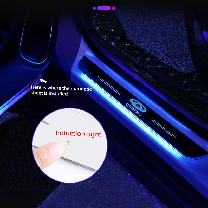 Suitable for Chery Fengyun QQ Tiggo T11 A1 3 5 M11 PRO8 custom LED logo car welcome pedal anti-scratch threshold light