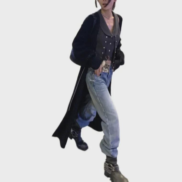 SUNONEONE Women's Blue Wide-Leg Jeans - Autumn/Winter Loose Fit Trousers