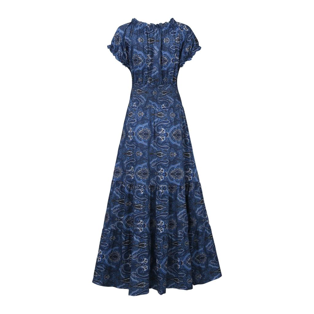 Модное женское летнее длинное платье с v-образным вырезом и большим распашным платьем с цветочным принтом на талии