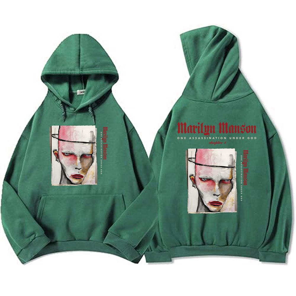 One Assassination Under God Charter 1 Толстовки с капюшоном Marilyn Manson Graphic Printing Толстовки Мужская одежда Зимняя флисовая кофта с капюшоном