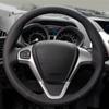 Black  Leather Steering Wheel Cover Hand-stitched Car Steering Wheel Covers For Ford Fiesta 2008-2017 EcoSport 2014-2017