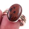 Natural Mahogany Obsidian Gemstone 925 Sterling Silver Two Tone Ring S.10 g3S18