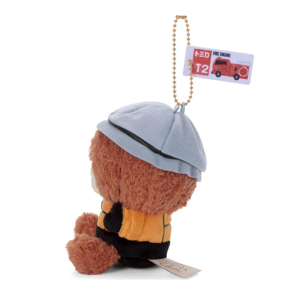 Takara Tomy Arts Tomica and Tom Ball Chain Mascot Tom (Firefighter) Plush Toy, Approximately 14cm Tall
