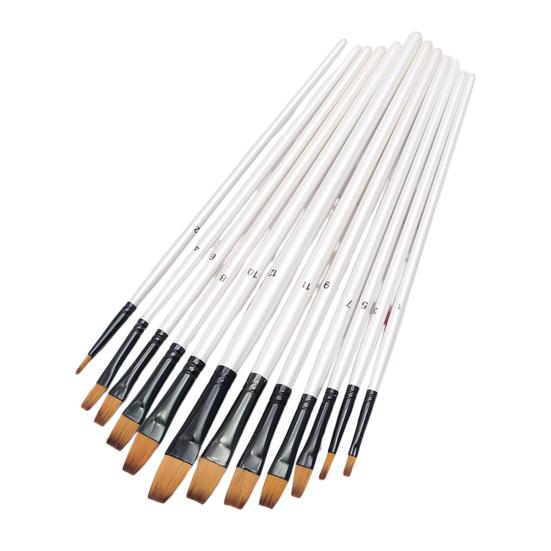 12шт Кисть для рисования Мягкая щетина Деревянная ручка Набор кистей для рисования Акриловая акварельная живопись маслом
