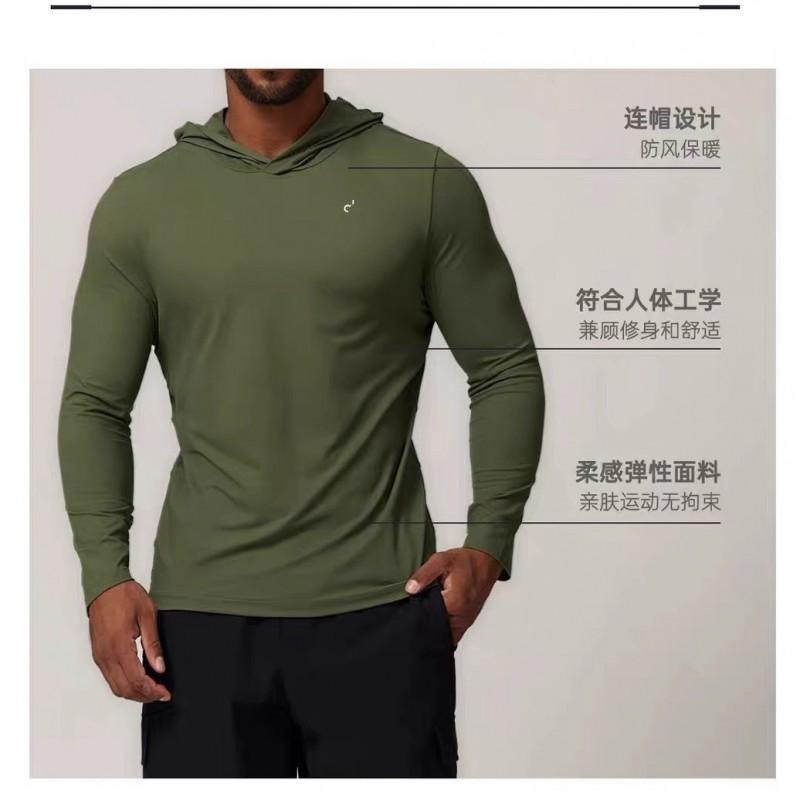 Unisex Windcheater Hooded Long Sleeve T-Shirt Fall Winter Running Gym Hiking Quick Dry