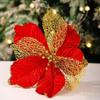 Maple Leaf Shaped Simulated Christmas Flowers Luxury Handmade Xmas Decorative Flowers Realistic Eternal Flower Festive Display