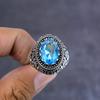 Blue Topaz Gemstone 925 Sterling Silver Jewelry Ring Size 8 Gift For Her