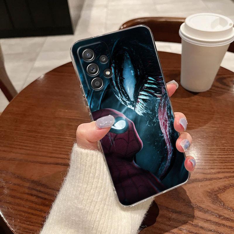 Человек-паук Веном Марвел Арт Прозрачный чехол для Samsung Galaxy A57 A37 A56 5G A36 Чехлы A55 A54 A35 A26 A07 A17 A16 A06 A36 A15 Чехол