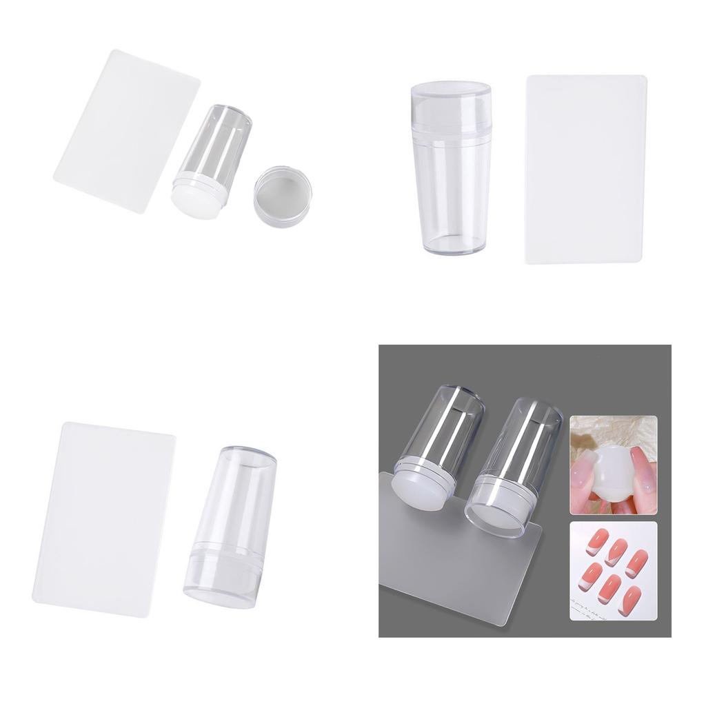 Transparent Nail Stamper with Scraper Silicone Stamp for French Nails Manicuring Kits Nail Art Stamping Tool