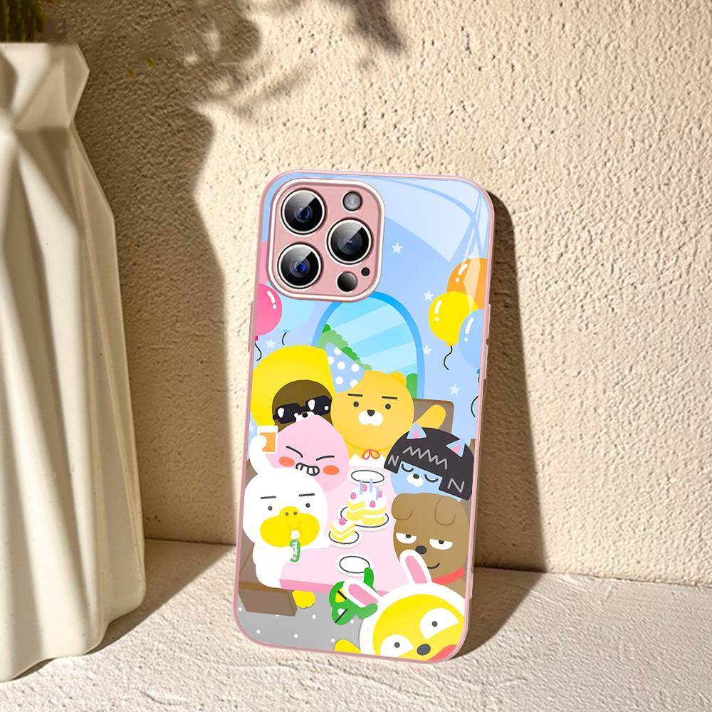 Cartoon K-KAKAO CUTE F-FRIENDS Tempered Glass For Iphone 14 13 12 11 Pro Mini XS MAX 14Plus X XS XR Fundas