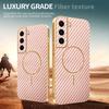 For Samsung Galaxy S22 5G Phone Case Carbon Fiber Textured Electroplated TPU Back Cover
