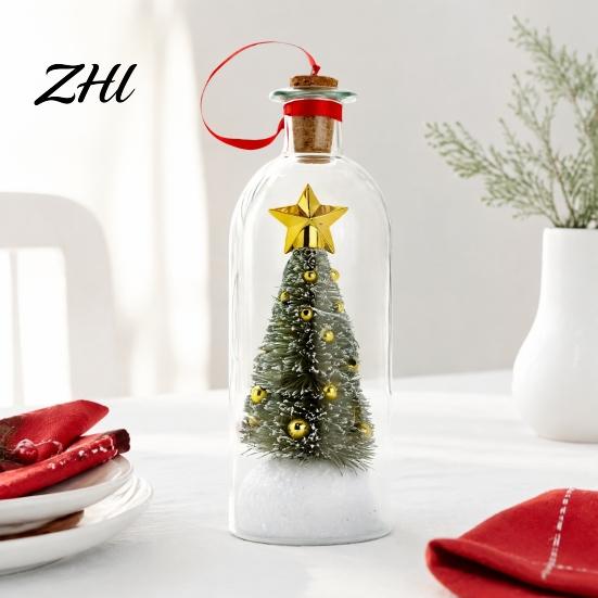 Snowflake Holly Ornaments Recordable Christmas Tree Message in A Bottle, Voice Recording Holiday Keepsake Decorative Ornament for Entryway with