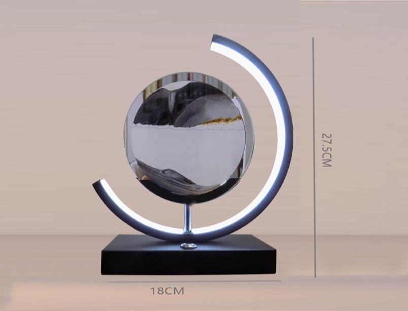 LED Moving Sand Art Table Lamp 3D Sandscape Hourglass Night Light 3 Color Brightness Remote Button Glass Acrylic Quicksand Decor Gift