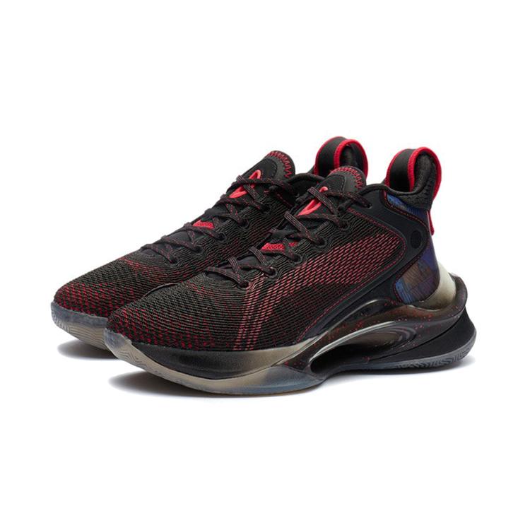 Li Ning YOUNG Авангардный Дух 1 Амортизация Устойчивость к истиранию Средняя высота Баскетбольные кроссовки Черный Красный Унисекс YKBR046-1