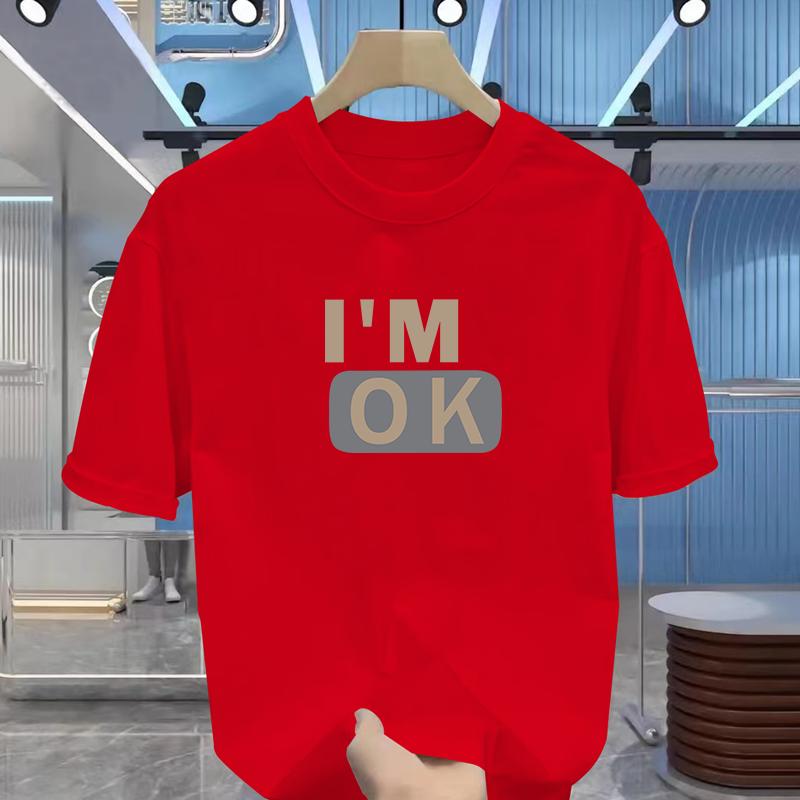 Men's T-shirt Summer Street Jumper T-shirt Men's and Women's Breathable Clothing Classic Letter-printed Cotton Short-sleeved Top