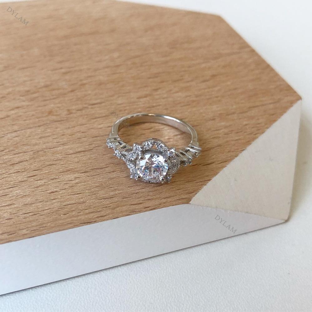 Tancise Women Classic 925 Sterling Silver  Zircon Ring Ladies Jewelry Wedding Promise Party Gift