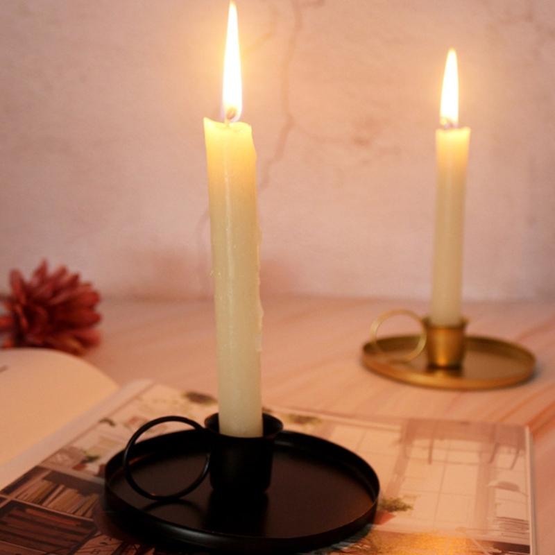 Metal Candle Holder with Handle Iron Candlestick Taper Candle Stand for Romantics Dinners and Festives Celebration Gift