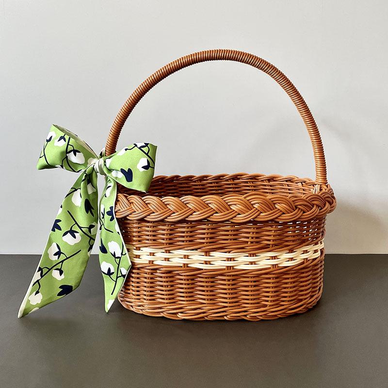 Плетеная корзина для пикника и хранения из искусственного ротанга - ручная подарочная или детская корзина