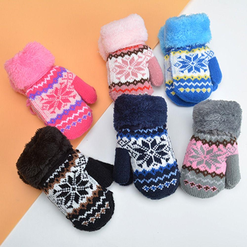 Full Finger Kids Winter Gloves Knitted Yarn Baby Gloves Coldproof Knitted Gloves Outdoor