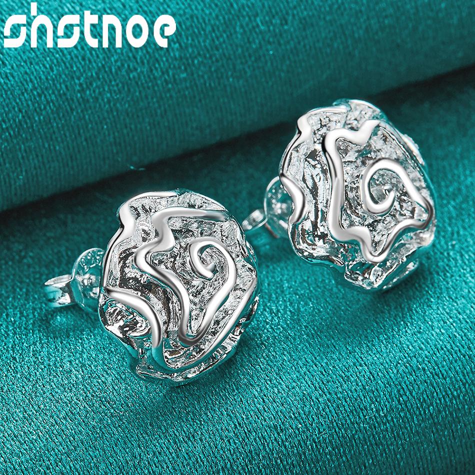 925 Silver 3pcs/lot Jewelry Set Rose Flower Pendant Chain Necklace Bracelet Earring Series For Woman Girl Wedding Party