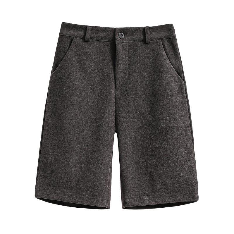 Весна, осень и зима. Шерстяные брюки с высокой талией и застежкой-пятью. Женские свободные прямые шерстяные шорты большого размера. Верхняя одежда. Широкие брюки. Сапоги. Брюки.